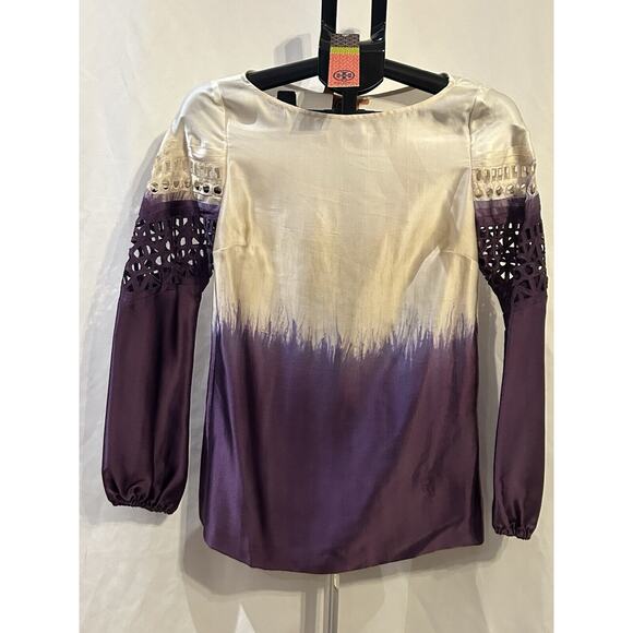 NWT Tory Burch Pearson Blouse in Plum Dip Dye Women's size 2 - Picture 1 of 7